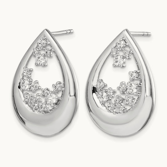 Diamond Post Earrings, 14K White Gold