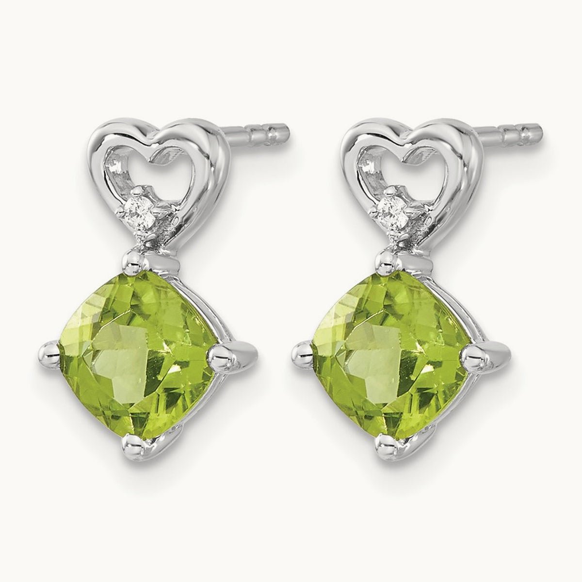 Peridot and Diamond Heart Earrings — photo set