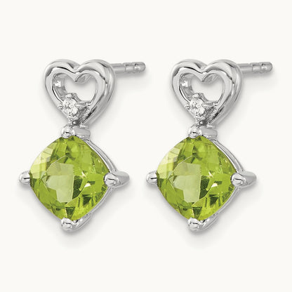 Peridot and Diamond Heart Earrings — photo set