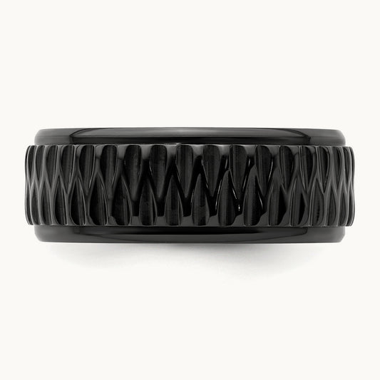 Black Zirconium Polished Grooved Band, 8mm
