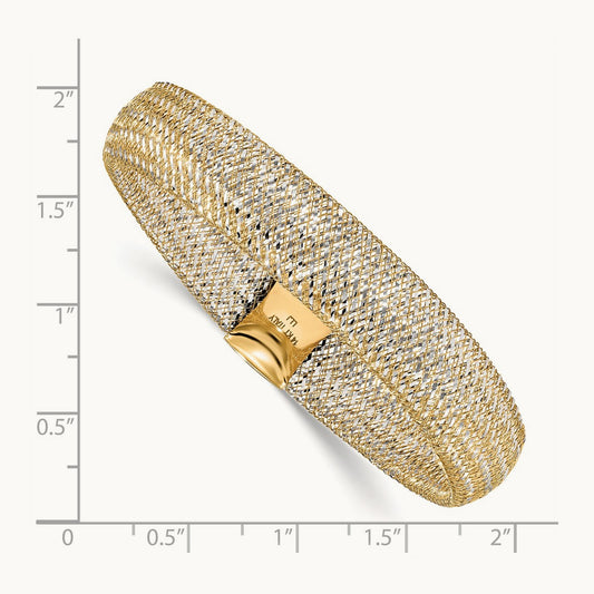 w/Rhodium Polished Mesh Stretch Bracelet, 14K — Leslie's