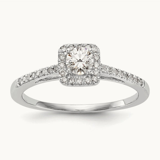 Round Semi-Mount Halo Engagement Ring, 0.15 ct tw