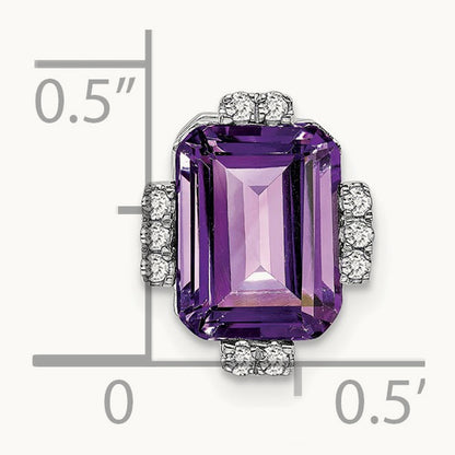 Octagon Amethyst and Diamond Chain Slide, 14K White Gold
