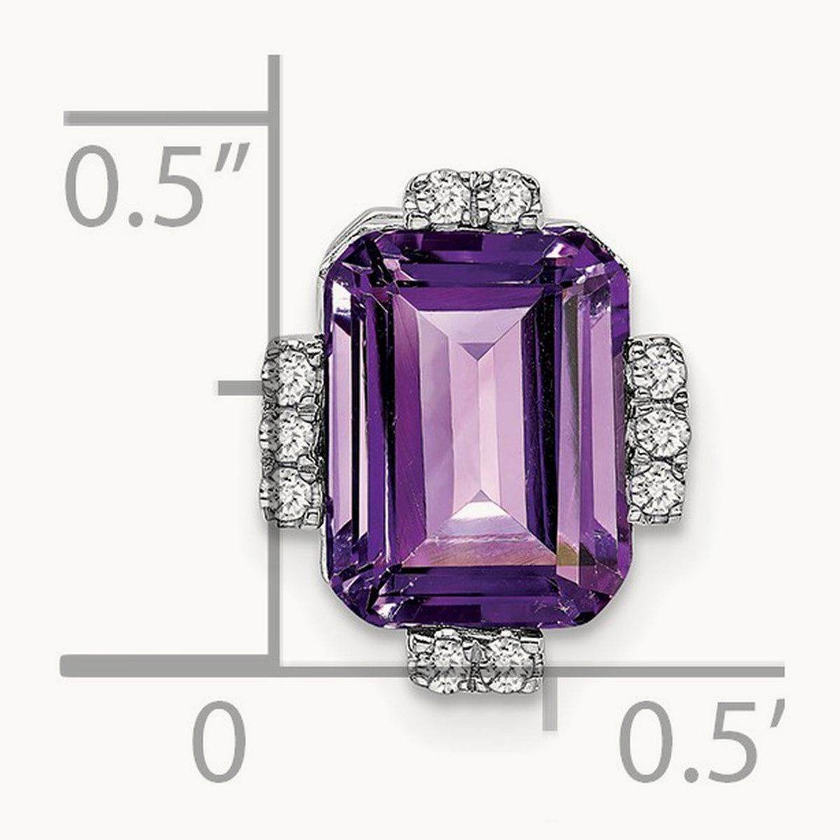 Octagon Amethyst and Diamond Chain Slide, 14K White Gold