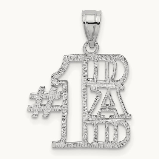 #1 DAD Pendant, 14K White Gold