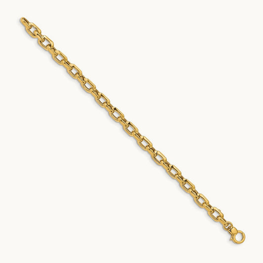 Polished Fancy Link Bracelet, 14K