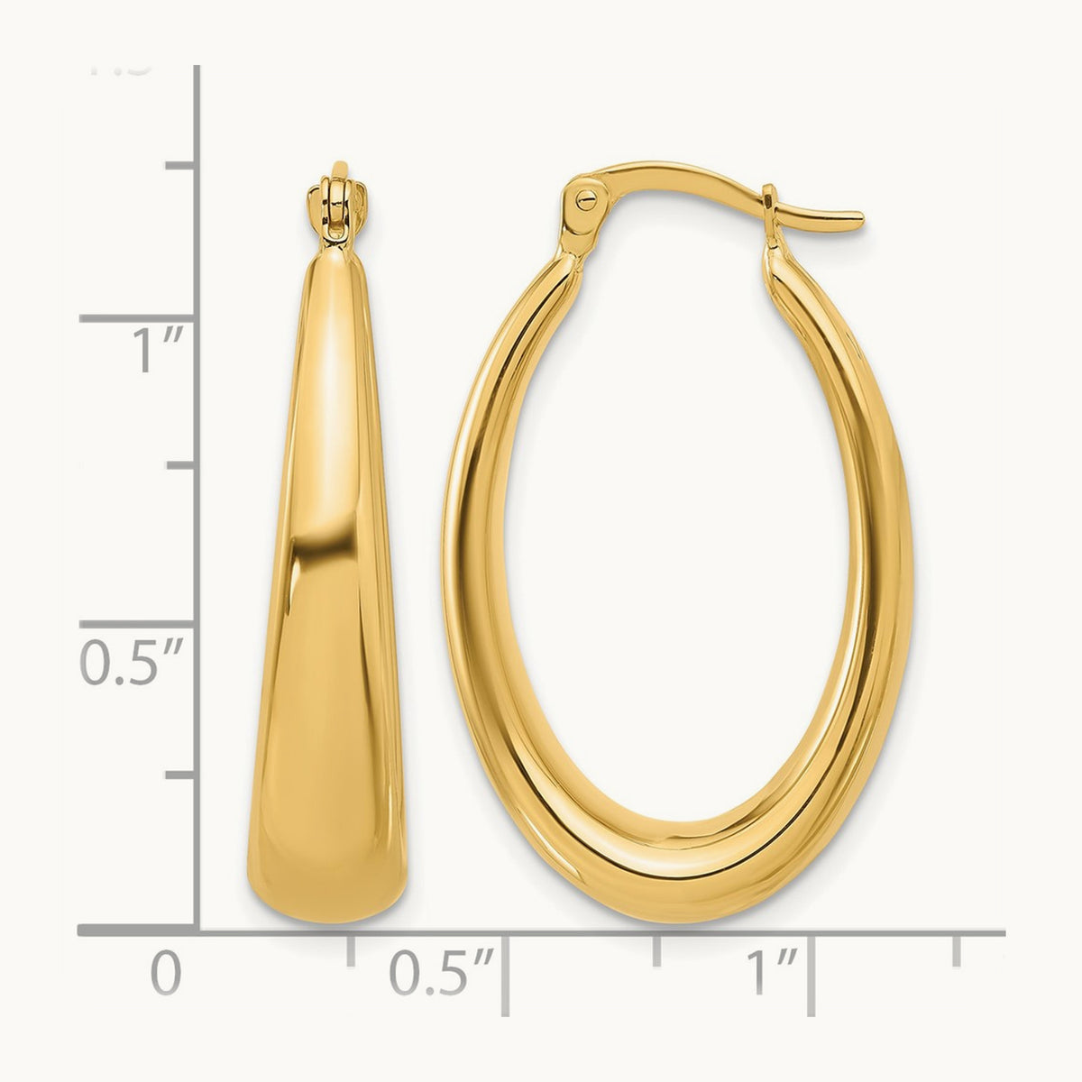 Polished Oval Hoop Earrings, 14K — Leslie's