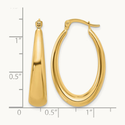 Polished Oval Hoop Earrings, 14K — Leslie's