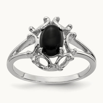 Onyx Ring, 14K White Gold
