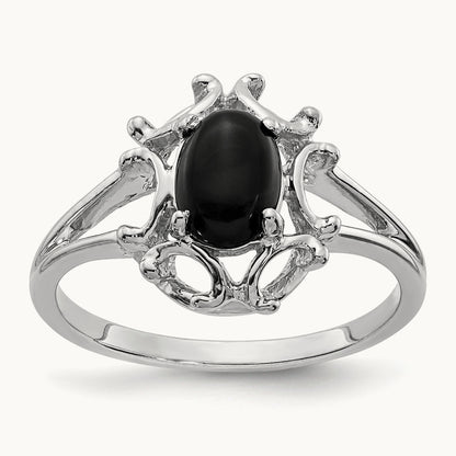 Onyx Ring, 14K White Gold