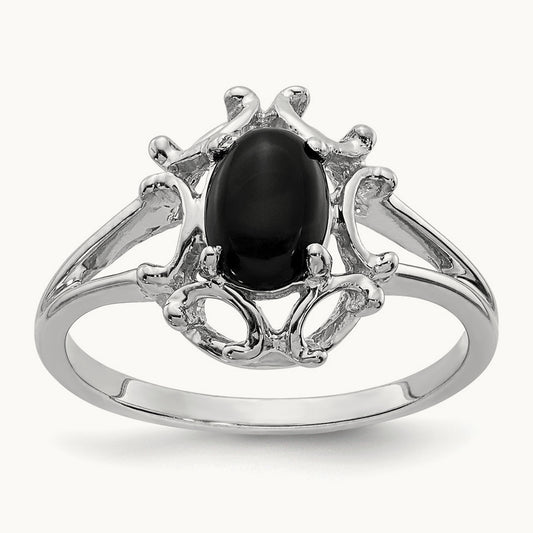Onyx Ring, 14K White Gold