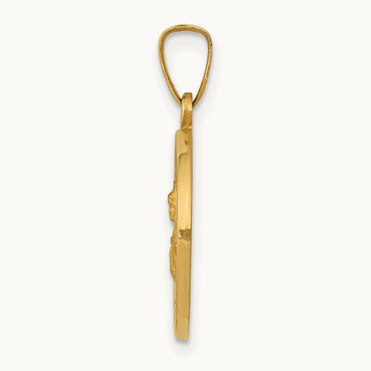 Polished and Satin St. Barbara Medal Hollow Pendant, 14K