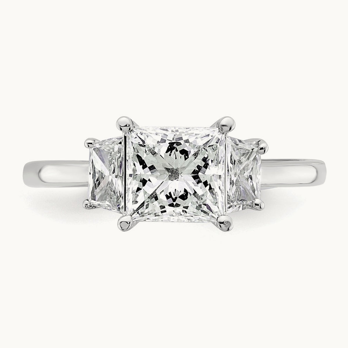 Princess & Trapezoid Engagement Ring, 1.25-4.00 ct tw Lab-Grown Diamond — 2 ct, 14K White Gold