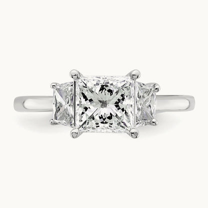 Princess & Trapezoid Engagement Ring, 1.25-4.00 ct tw Lab-Grown Diamond — 2 ct, 14K White Gold