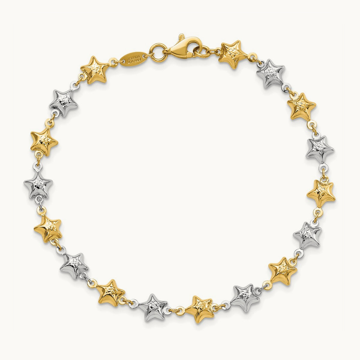 Puffed Star Bracelet, 14K Two-tone