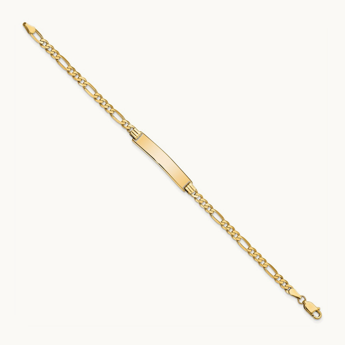 Flat Figaro Link ID Bracelet, 14K