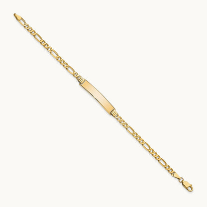 Flat Figaro Link ID Bracelet, 14K