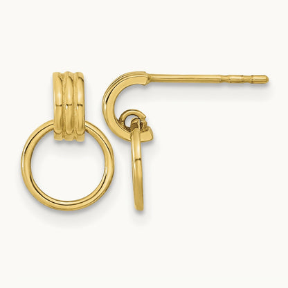 Polished Dangle Circle Post Earrings, 14K