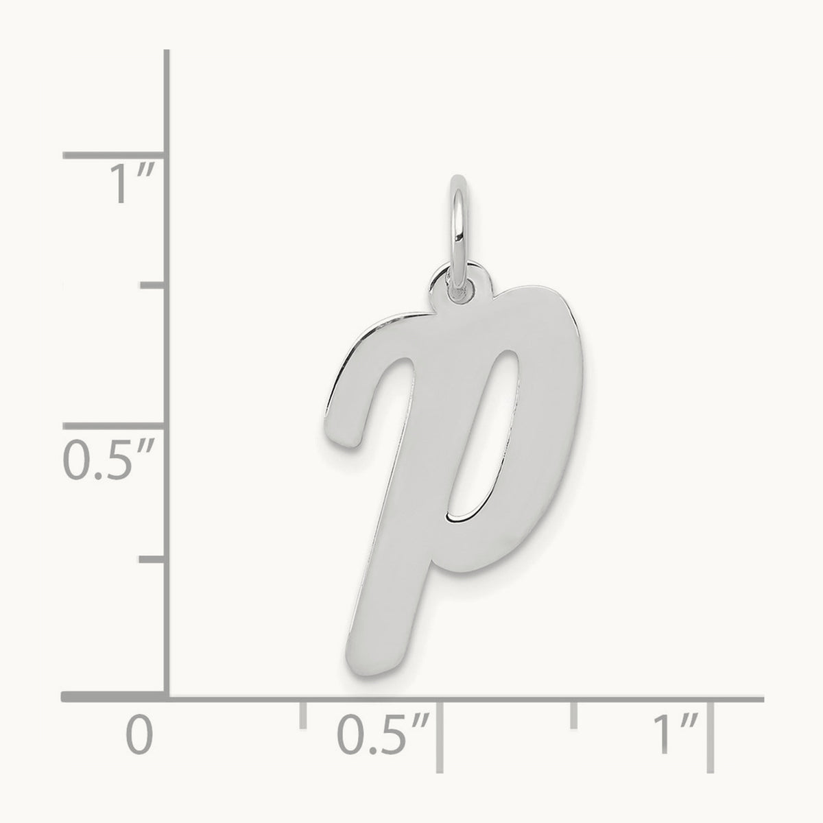 Large Script Initial Charm — 14K White Gold, P
