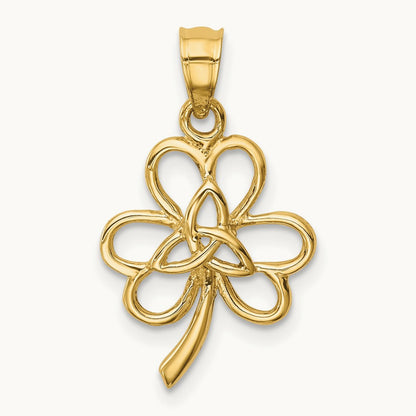 Polished Trinity Clover Pendant, 14K