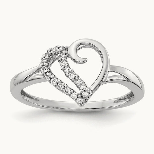 Diamond Heart Ring, 14K White Gold