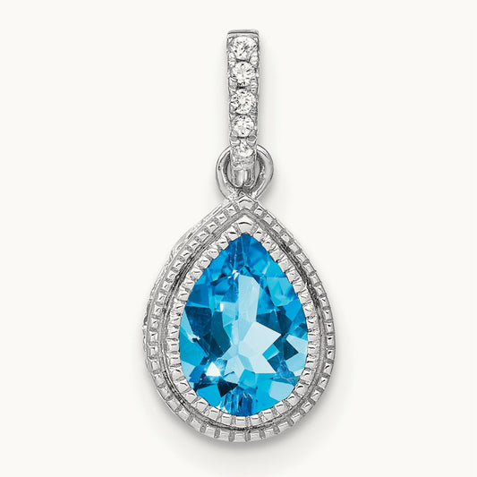 Pear Blue Topaz and Diamond Pendant — photo set