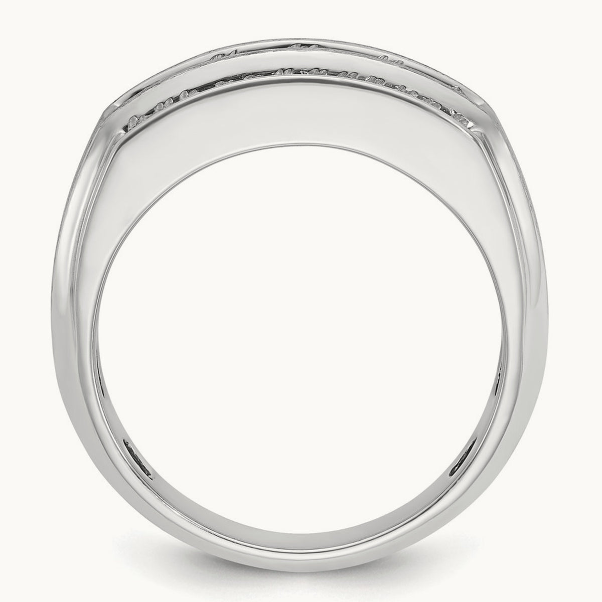 3 Row Men's Ring — 14K White Gold, 10