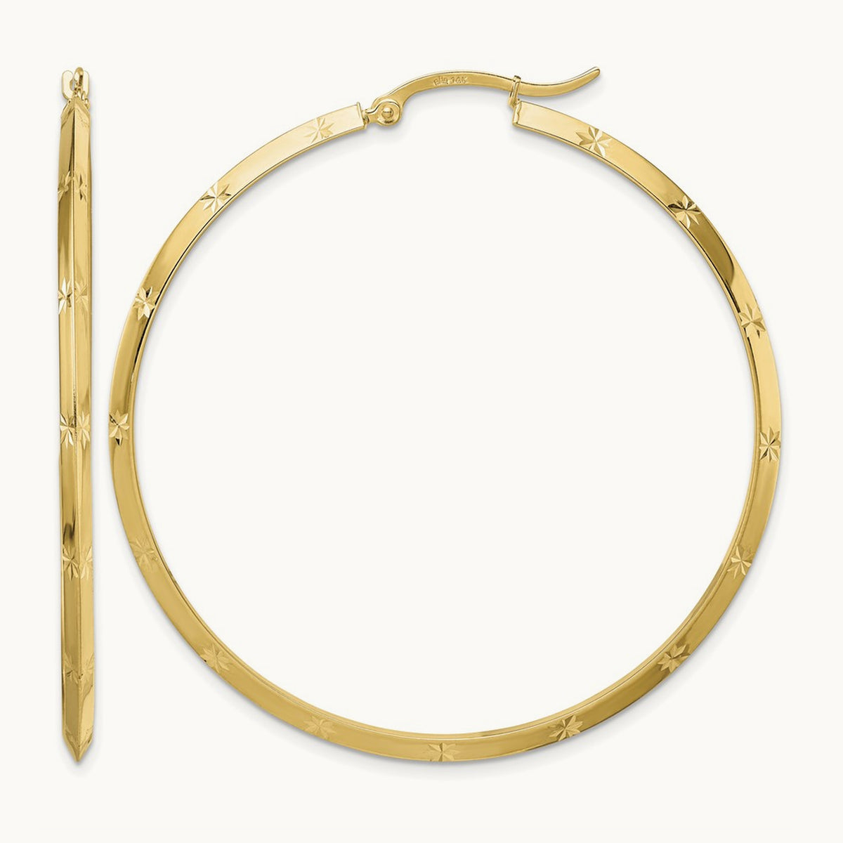 Polished Diamond-Cut Hoop Earrings — 51.75mm