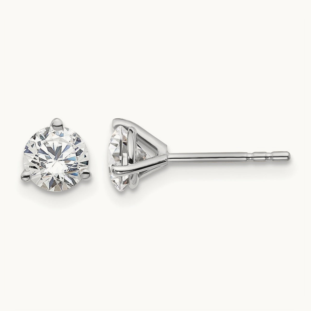 Round Stud Earrings, 0.10-6.00 ct tw Lab-Grown Diamond — 1 ct, 14K White Gold