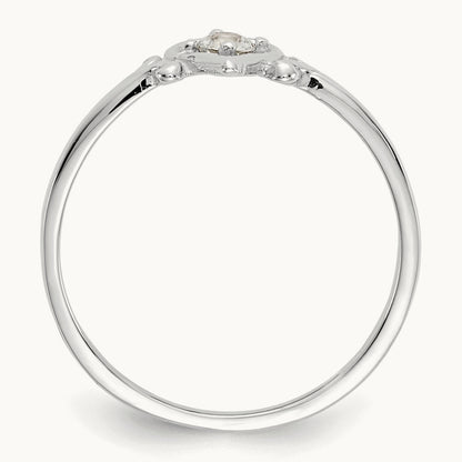 Aquamarine Birthstone Heart Ring, 14K White Gold
