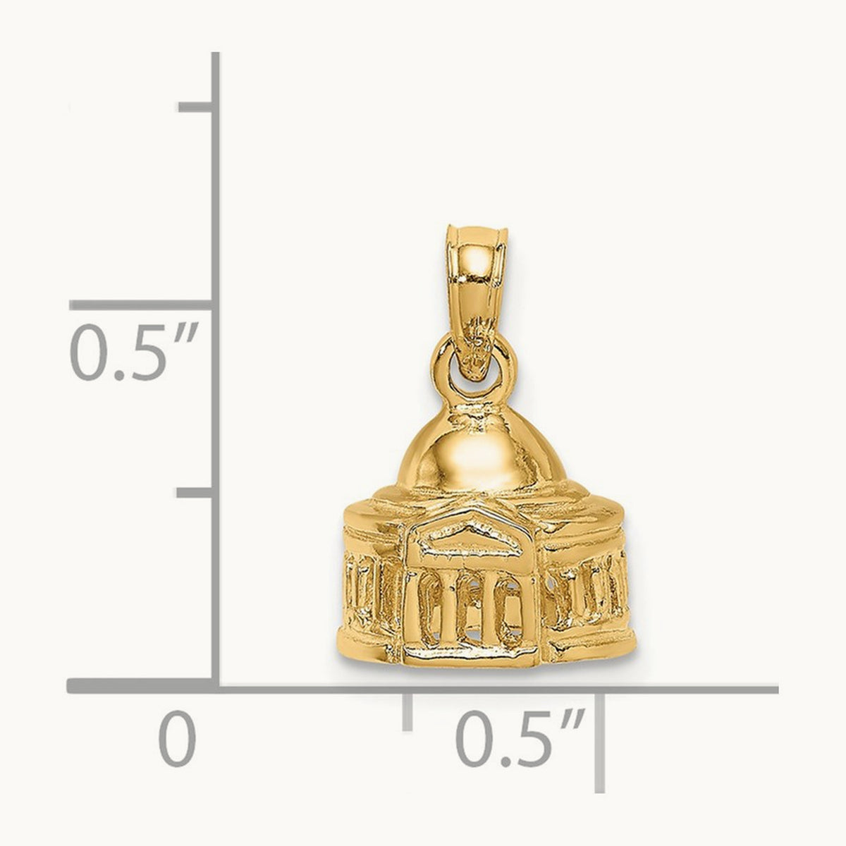 3D Jefferson Memorial Building Washington Charm, 14K