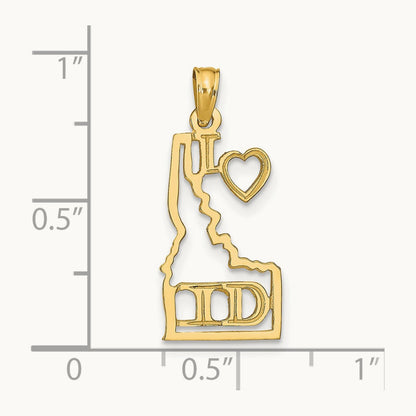 Solid Idaho State Pendant, 14K