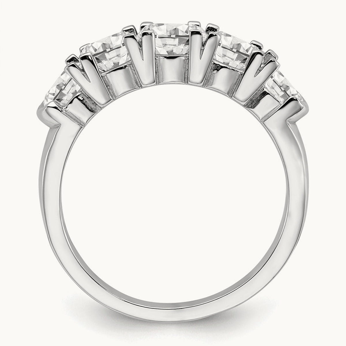 Shared-Prong 5 Stone Band — 14K White Gold, 1 3/4 ct, 7