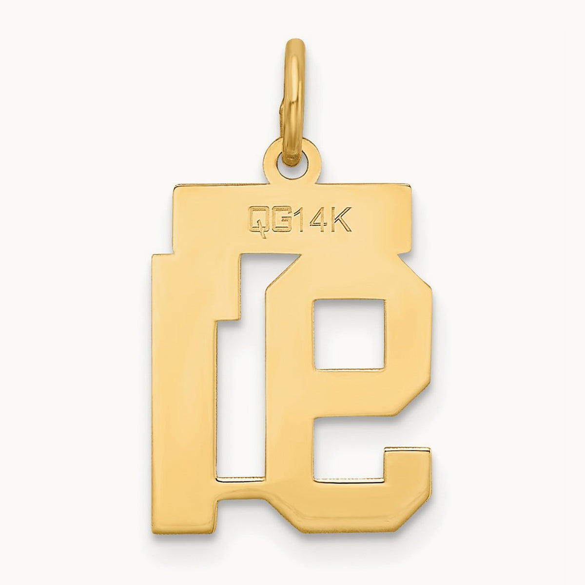 Small Satin Number 91 Charm, 14K