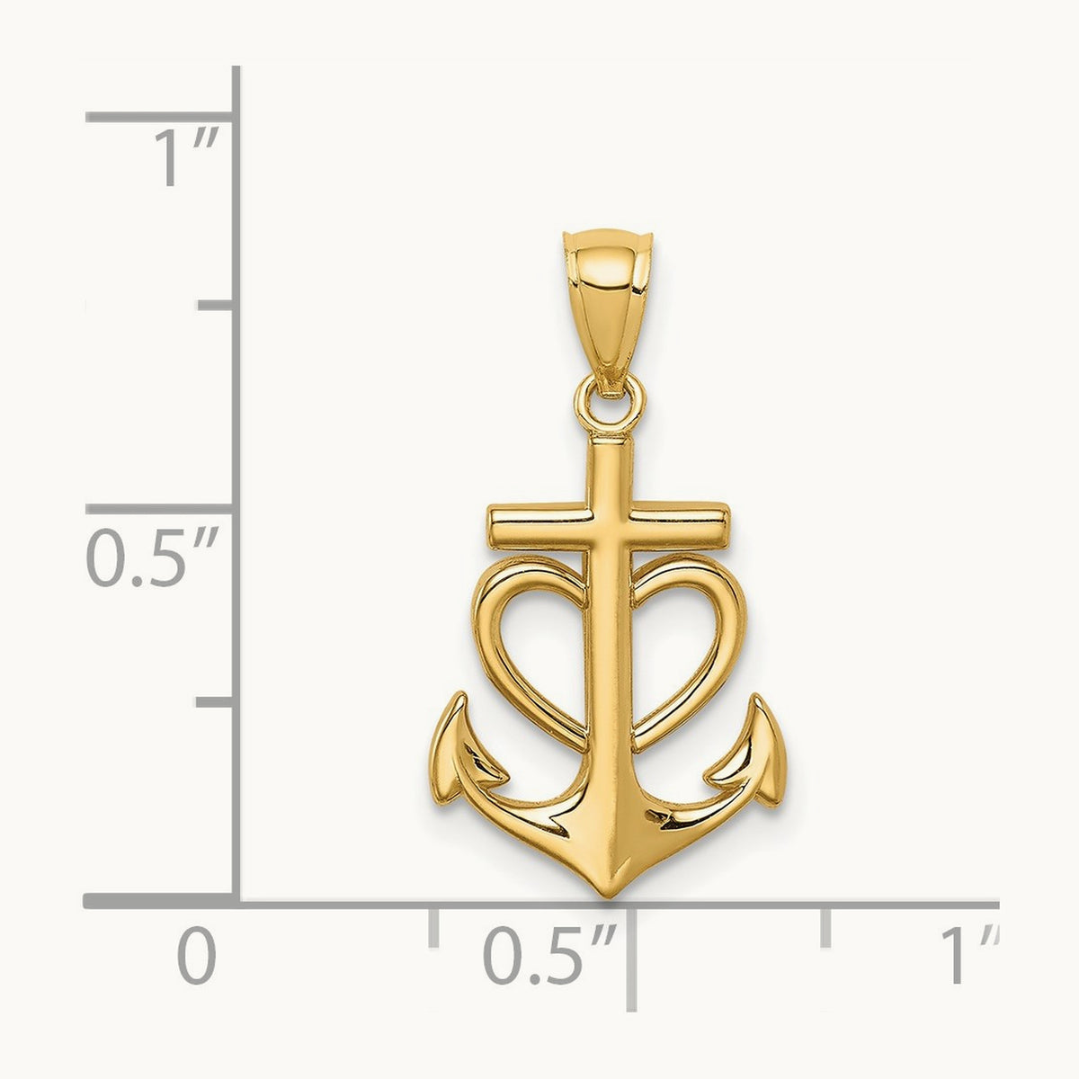 Anchor with Heart Pendant, 14K