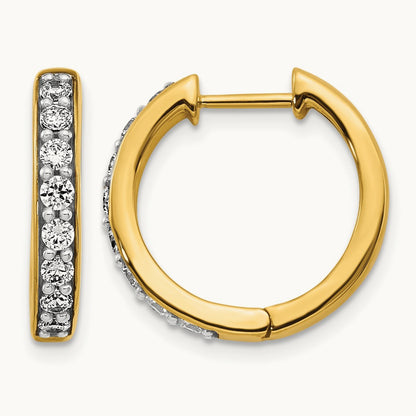 Diamond Hinged Hoop Earrings, 14K