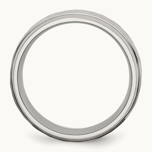 Brushed Polished and Hammered Beveled Edge Band — photo set