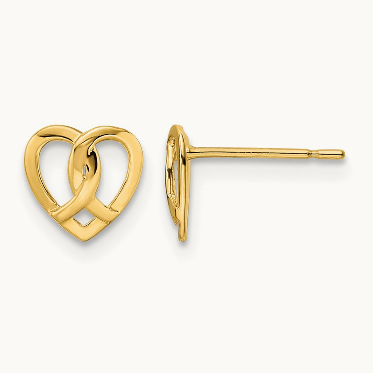 Heart Post Earrings, 14K