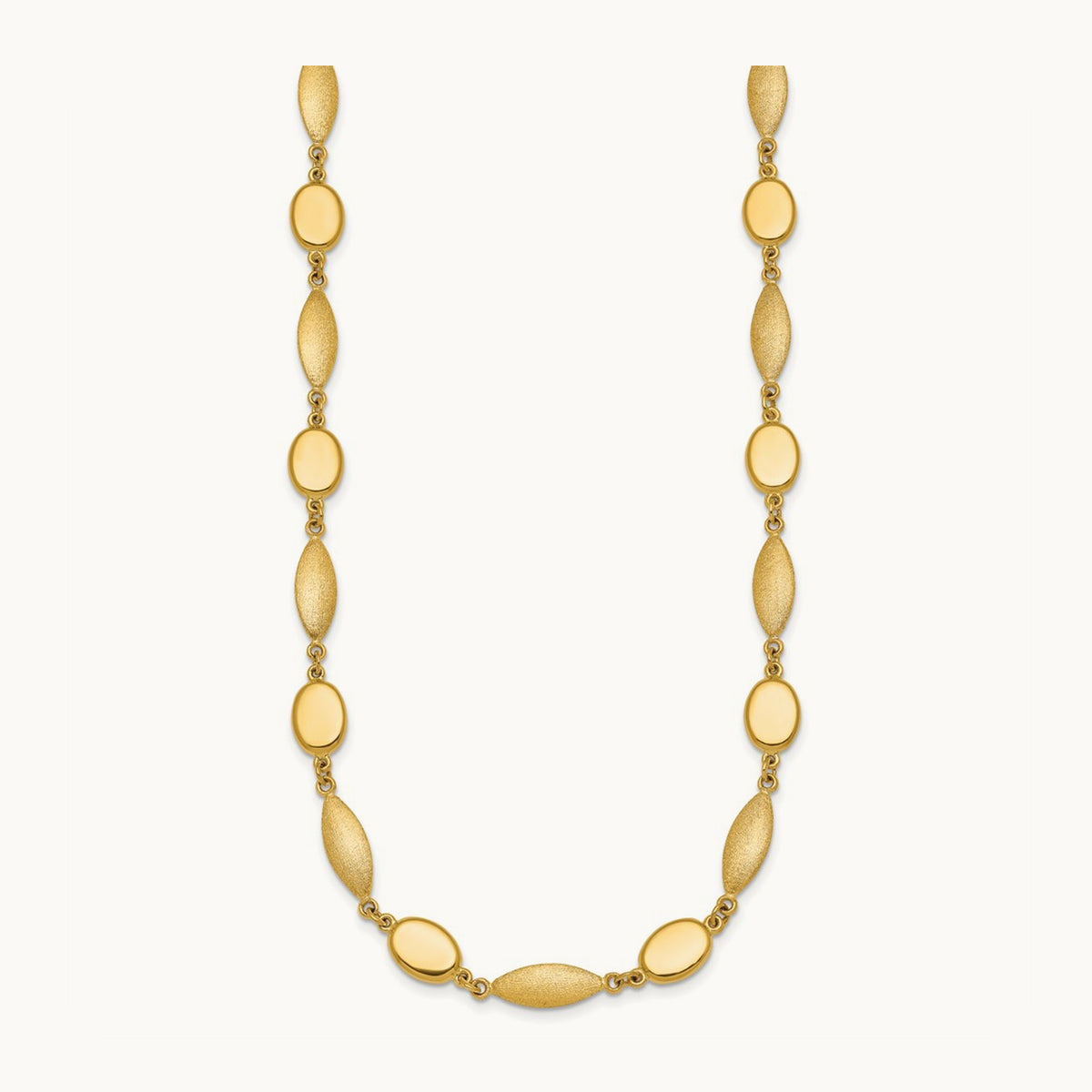 Polished And Brushed Fancy Link Necklace, 7.5mm, 14K