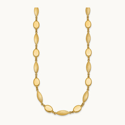 Polished And Brushed Fancy Link Necklace, 7.5mm, 14K