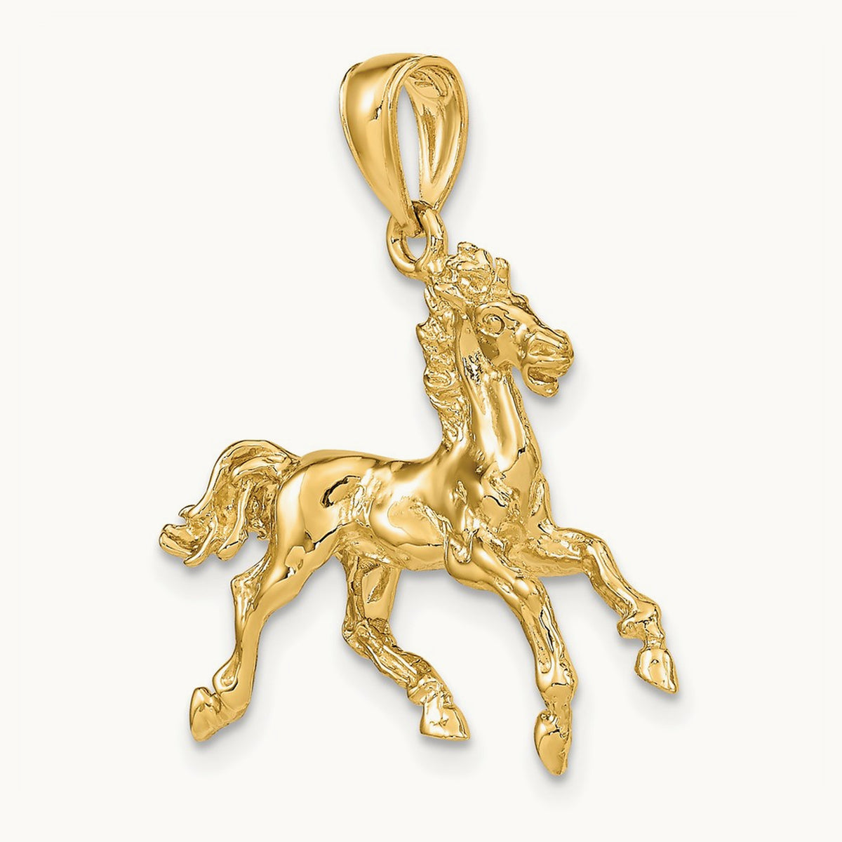 3-D Horse Trotting Charm, 14K