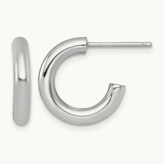 3.0 x Polished Post Hoop Earrings — 14K White Gold