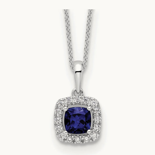Created Sapphire Necklace, 0.25 ct tw Lab-Grown Diamond