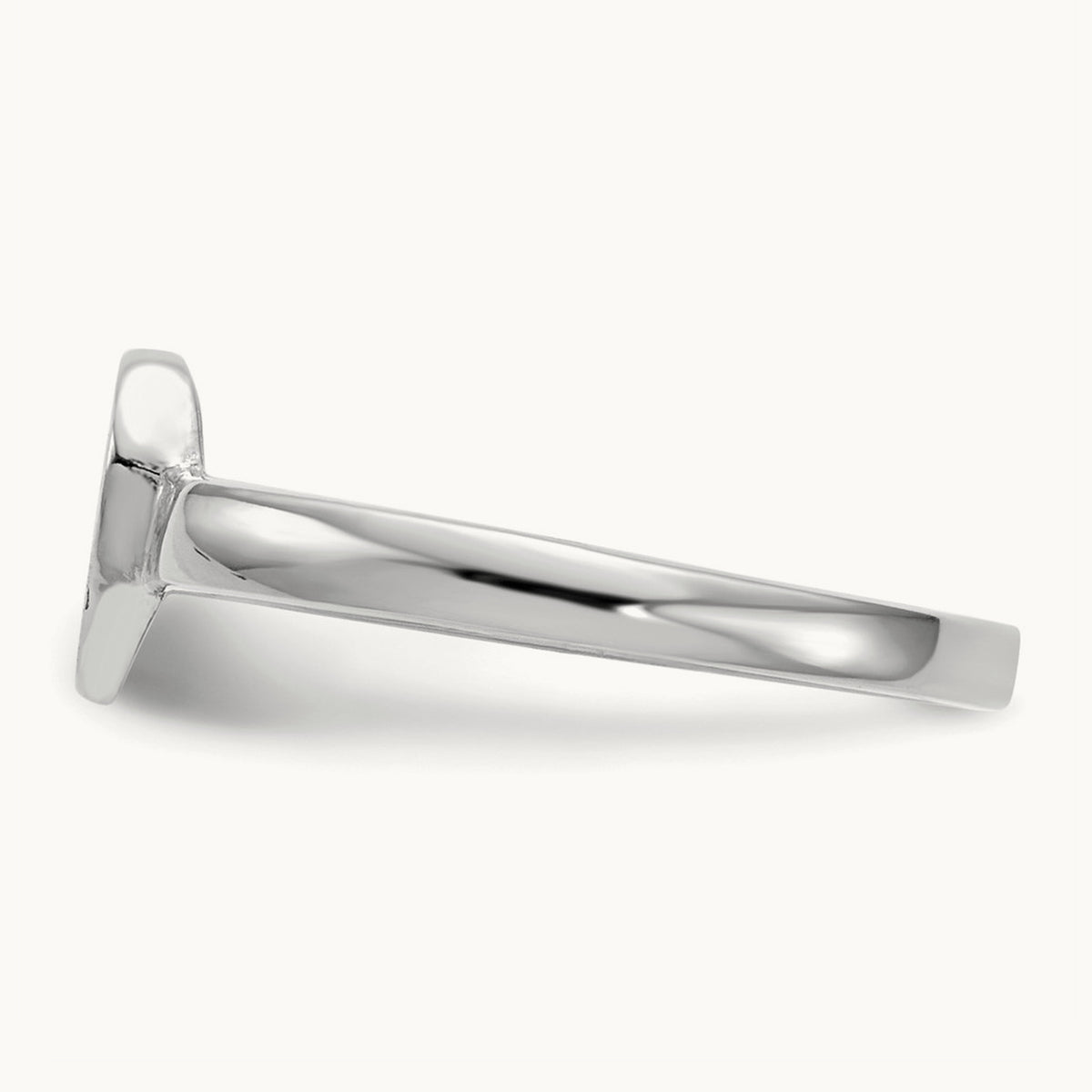 Open Back Heart Signet Ring — 14K White Gold, 7.0x7.5mm