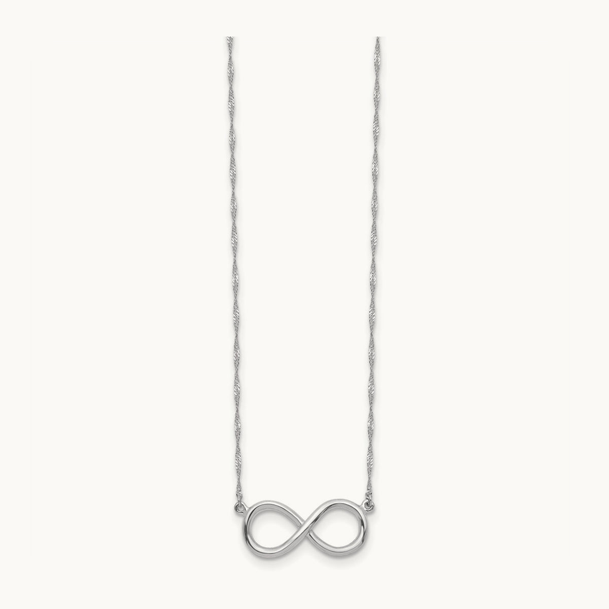 Polished Infinity Necklace — 14K White Gold