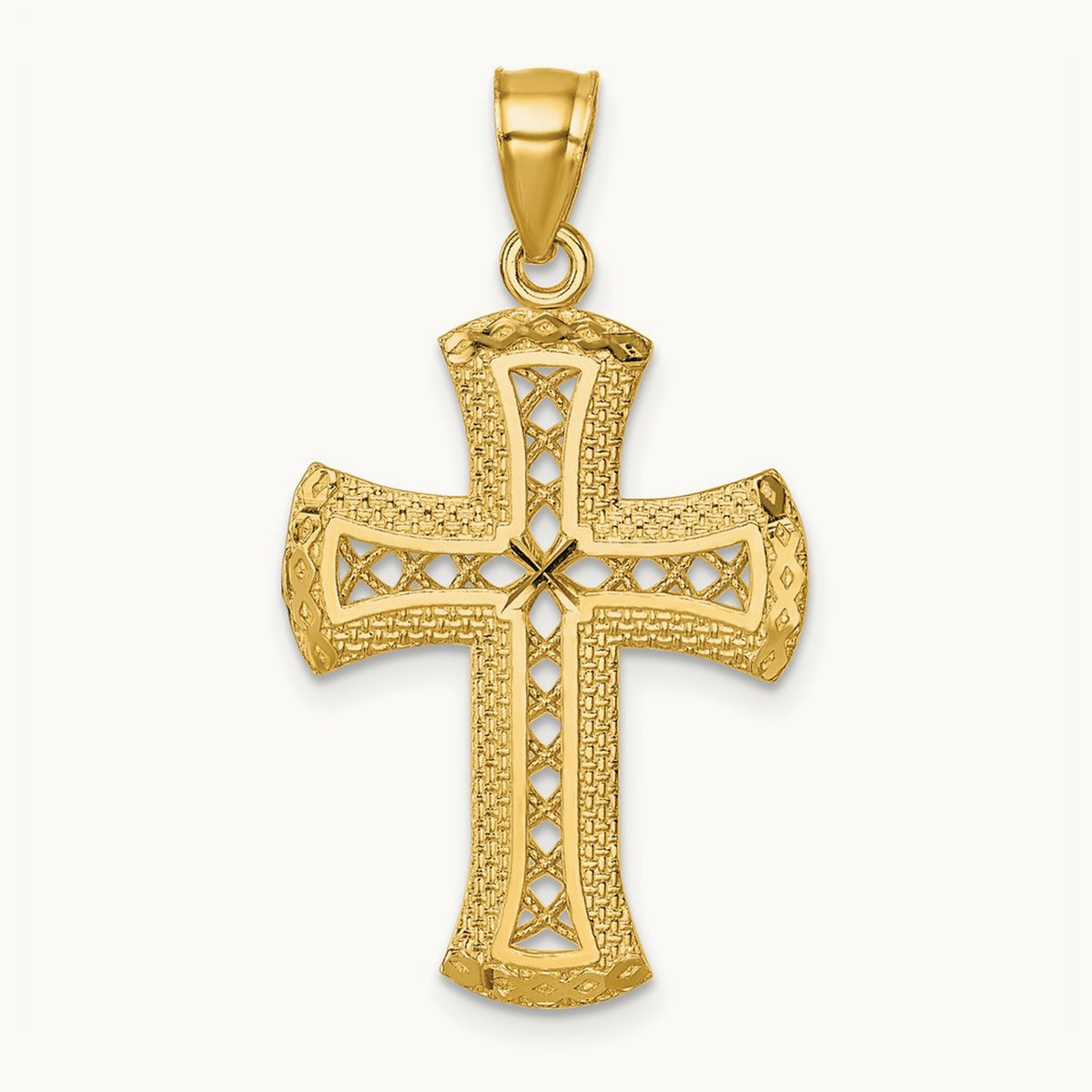 Polished Diamond-cut Textured Fancy Cross Pendant — photo set