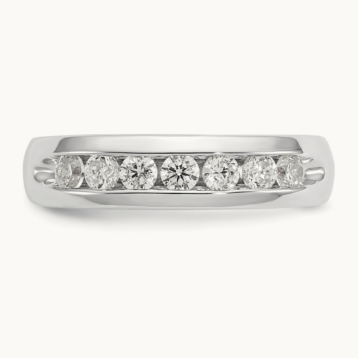 7-Stone Diamond Channel Band, 14K White Gold