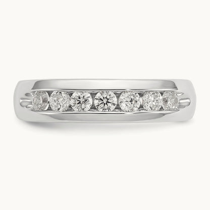7-Stone Diamond Channel Band, 14K White Gold