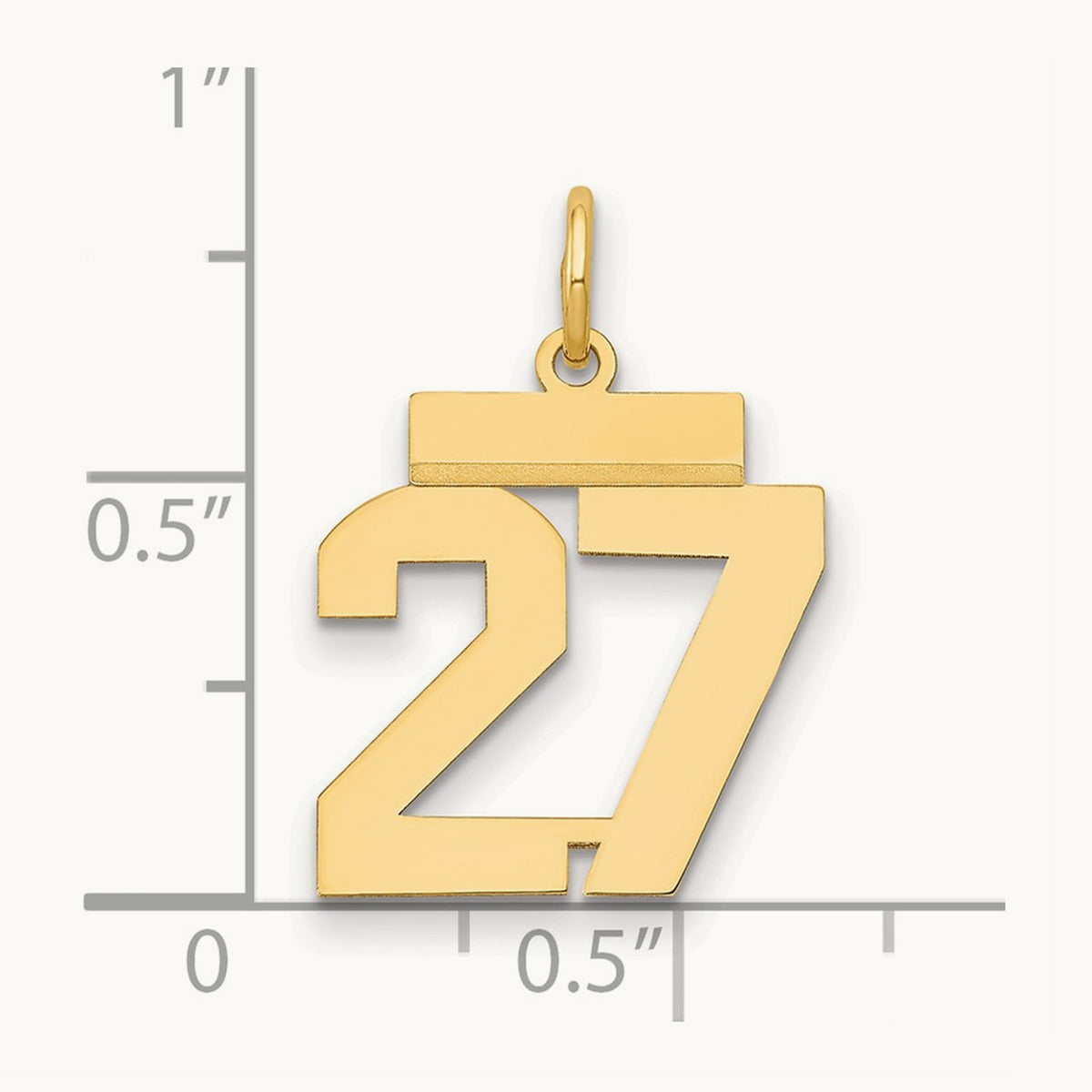 Small Polished Number 27 Charm, 14K
