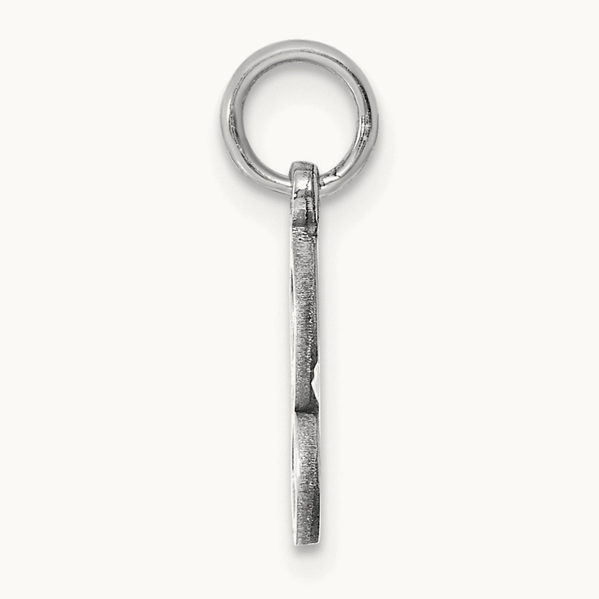 Diamond-cut Initial Charm — 14K White Gold, S